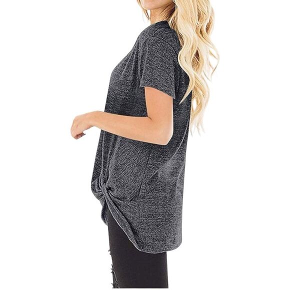 Sampeel soft charcoal gray tunic with twisted knot hem design! New - Picture 2 of 5